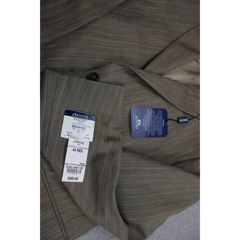 Stafford Blazer Mens 44R Pinstriped 100% Wool 2-Button Lined Single Breasted NWT